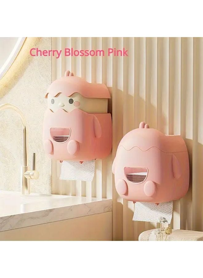 Cherry Blossom Pink Wall Mounted Bathroom Storage Box Waterproof Organizer Rack - Image 2